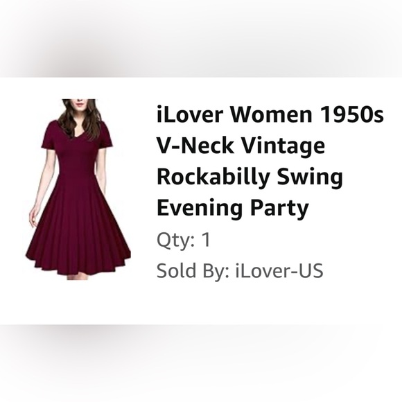 iLover V-neck  50s rockabilly dress - Picture 7 of 7
